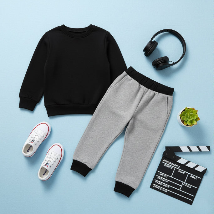 Casual Tracksuit Set – Black & Grey